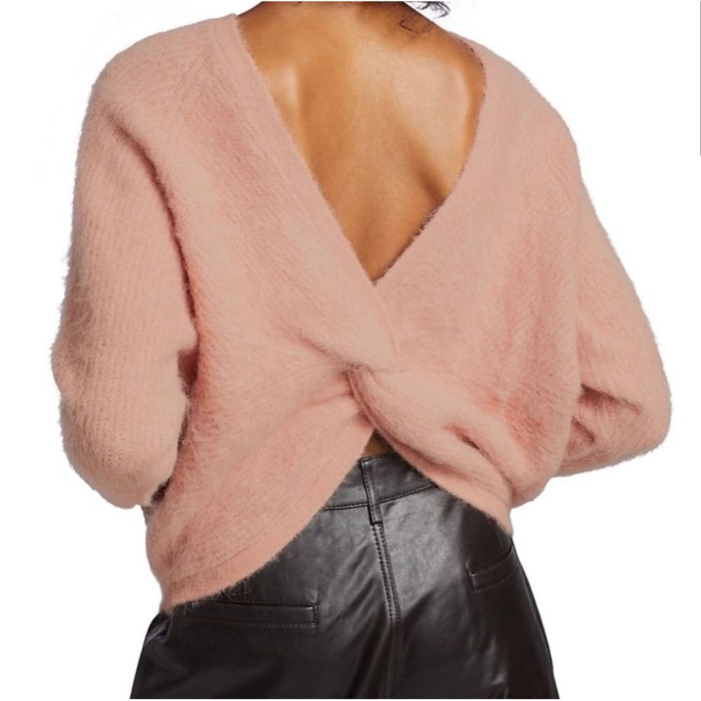 ba&sh Fill Twist Back Alpaca Sweater in Rose Size XS